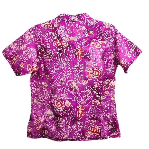 Columbia River Resort Hawaiian Shirt Women's S Purple Colorful Abstract Cotton - Picture 3 of 9